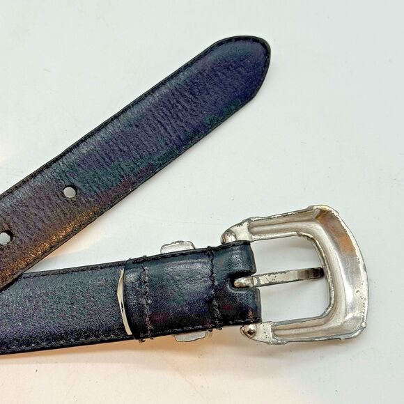 Vintage 90's Fossil Western Belt Women's M Black Genuine Leather cowgirlcore - Picture 7 of 14